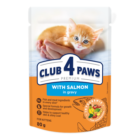 CLUB 4 PAWS Premium mokra karma dla kociąt z łososiem w sosie 80 g