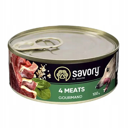 SAVORY mokra karma dla wybrednych psów - pasztet 4 mięsa, 100 g