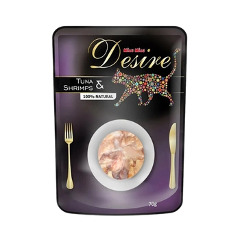 MIAU MIAU DESIRE mokra karma dla kotów - tuńczyk i krewetki w zupie 70 g