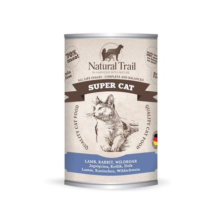 NATURAL TRAIL Super Cat mokra karma dla kotów - jagnięcina, królik i dzik 400 g