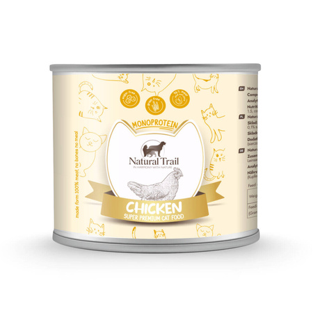 NATURAL TRAIL Hipoalergiczna mokra karma dla kota - królik 185 g