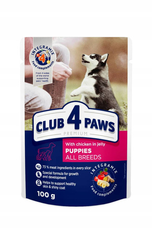 CLUB 4 PAWS Premium mokra karma dla szczeniąt z kurczakiem w galarecie 100 g