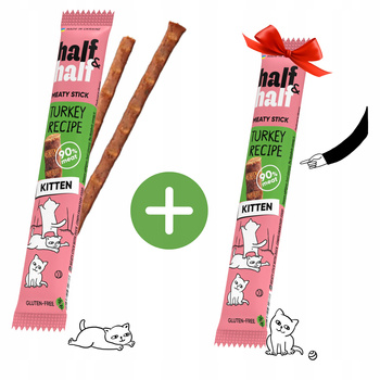 HALF&HALF przysmak dla kociąt - mięsne paluszki z indyka 5 g 1+1 GRATIS