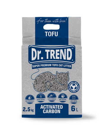 DR. TREND Super Premium Żwirek na bazie tofu z węglem aktywnym, 6 L