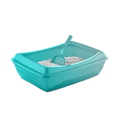 MIAU MIAU duża niebieska kuweta z łopatką dla kota - 49,5x37,5x15 cm