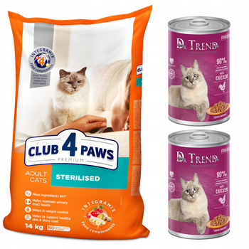 CLUB 4 PAWS sucha karma dla kotów sterylizowanych 14 kg + GRATIS