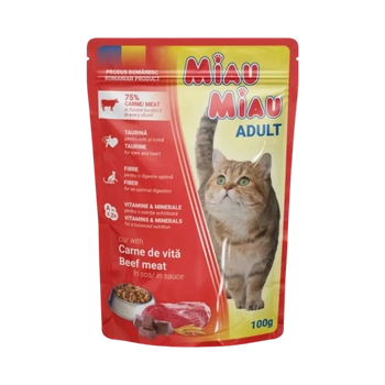 MIAU MIAU mokra karma dla dorosłych kotów - wołowina w sosie 100 g
