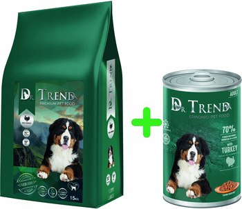 DR. TREND Sucha karma dla szczeniąt dużych ras indyk 15 kg + GRATIS