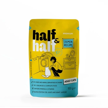 Half&Half mokra karma dla dorosłych kotów - łosoś w galarecie 100 g