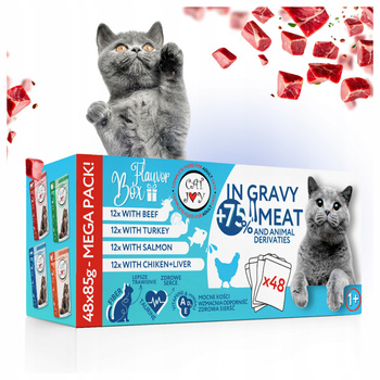 CAT JOY MEGA ZESTAW mokra karma dla kota mix smaków 48x85 g