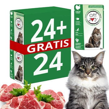 CAT JOY mokra karma dla kotów - indyk w sosie 24 x 85 g + GRATIS