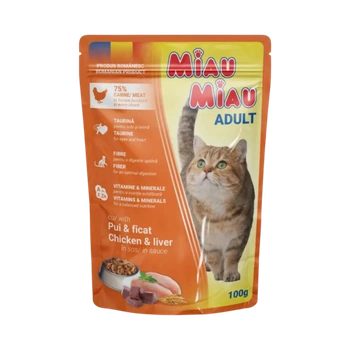 MIAU MIAU mokra karma dla dorosłych kotów - kurczak/wątróbka w sosie 100 g