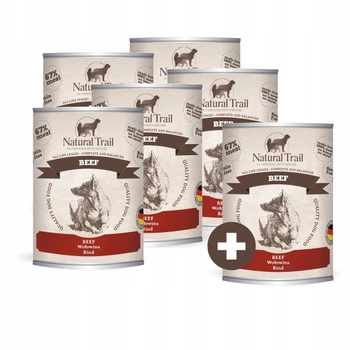 NATURAL TRAIL mokra karma dla psów - wołowina 5 x 800 g + GRATIS