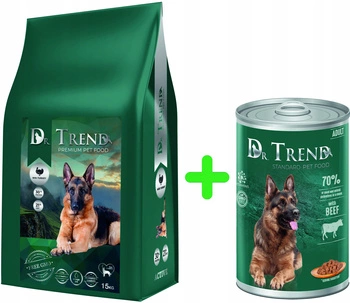 DR. TREND Premium sucha karma dla aktywnych psów z indykiem 15 kg + GRATIS