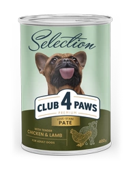 CLUB 4 PAWS Premium Selection pasztet dla psów - kurczak i jagnięcina 400 g