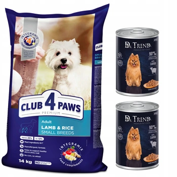 CLUB 4 PAWS Premium sucha karma dla psów małych ras - jagnięcina i ryż 14 kg + GRATIS