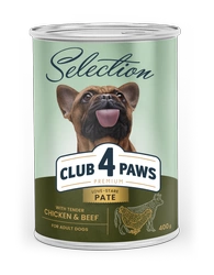 CLUB 4 PAWS Premium Selection pasztet dla psów z kurczakiem i wołowiną 400 g