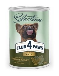 CLUB 4 PAWS Premium Selection mokra karma dla psów - kurczak i indyki 400 g