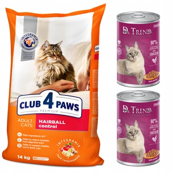 CLUB 4 PAWS Premium sucha karma dla kotów - eliminacja kul włosowych 14 kg + GRATIS