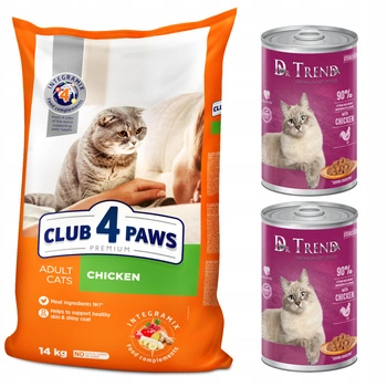 CLUB 4 PAWS Premium sucha karma dla kotów - kurczak 14 kg + GRATIS